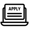 Animated icon showing an application form being filled out.