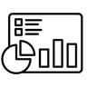 Icon showing a website analytics dashboard with charts.