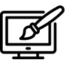 Animated icon showing a unique, tailored website design forming.