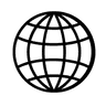 Icon representing a custom domain name with a checkmark.